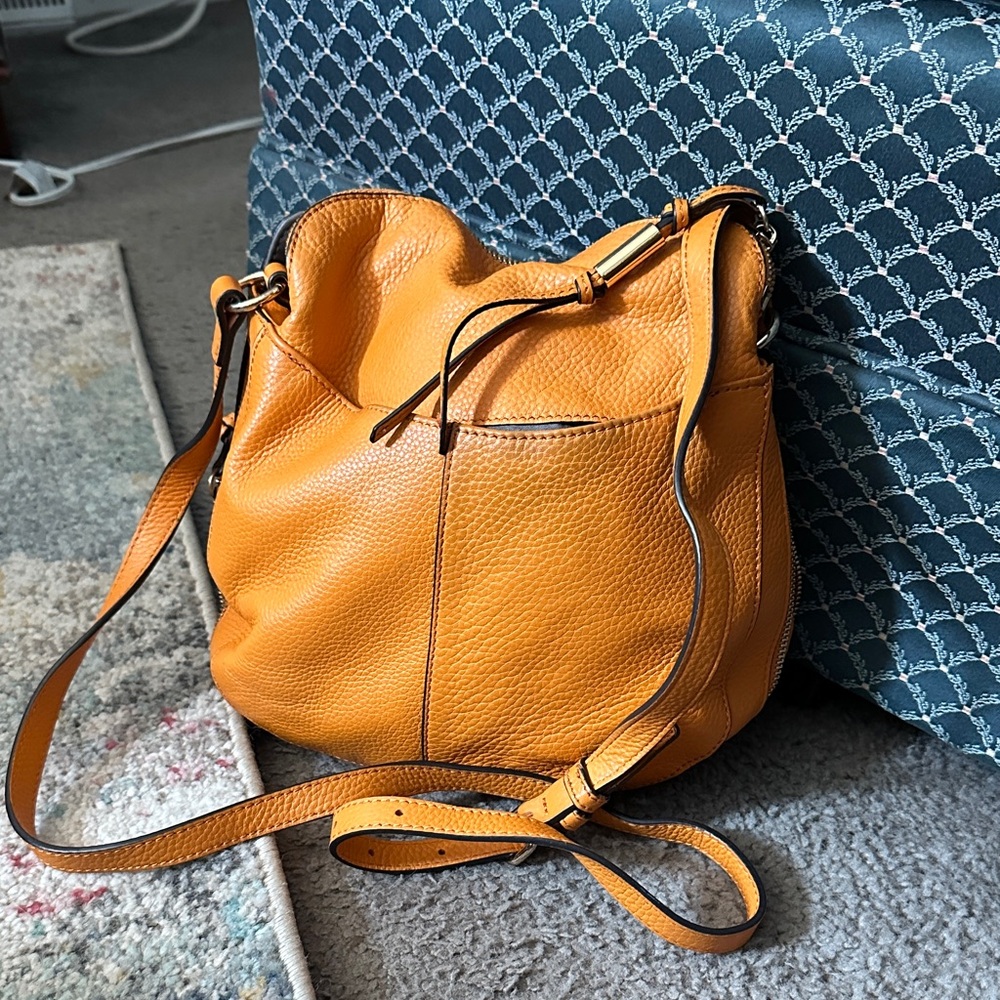 Stylish Orange Leather Shoulder Bag